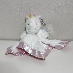 Cloud Island Unicorn Security Blanket Lovey Lovie Blankie Pink Satin Trim NWT